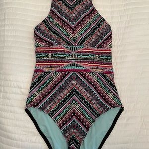 Tribal printed one piece bathing suit